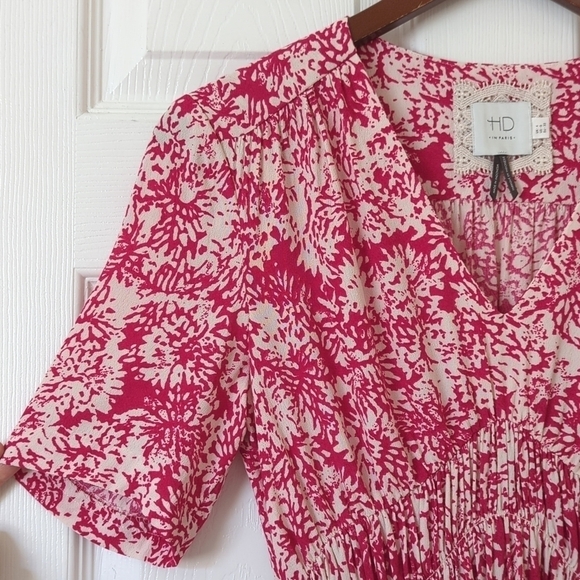 HD in Paris Anthropologie Archipelago Abstract Short Sleeve Mini Dress Pink 0 - Picture 4 of 13